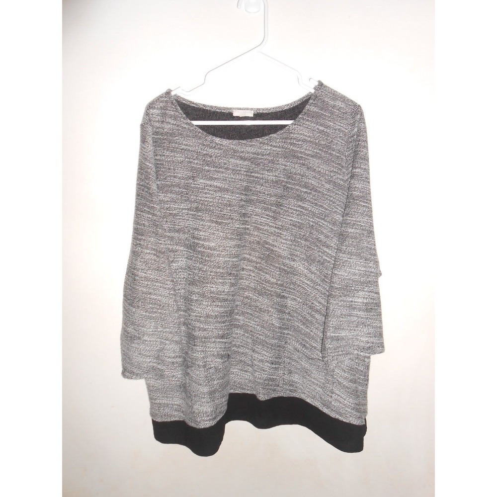 Talbots Tweed Layered Look Top Long Sleeve Womens Large L Black White 1X